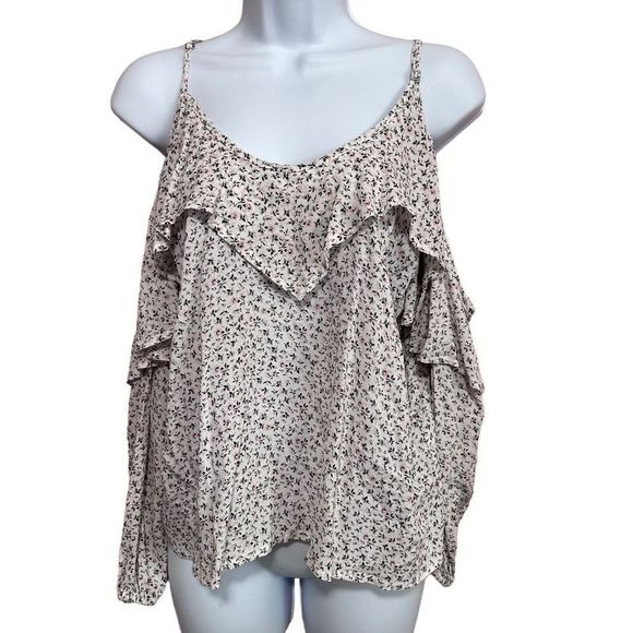 Abercrombie & Fitch Tops - Abercrombie & Fitch white floral cold shoulder top size small